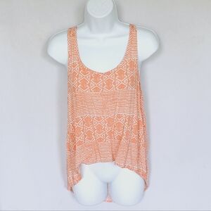 Forever 21 Coral and White High Low Hem, Strappy Back, Sleeveless Top. Medium